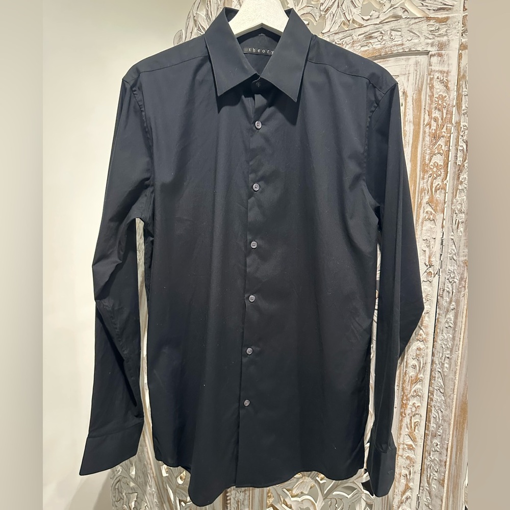 Theory Men's Black Long-Sleeve Dress Shirt
